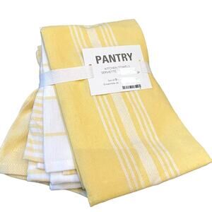 Set of 5 PANTRY Summer Yellow Lemon Cotton Cloth Kitchen Tea Towels 18x28 NEW
